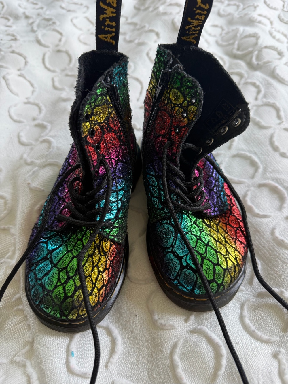 Toddler Doc Martens Rainbow Metallic Lace-Up Boots size 8